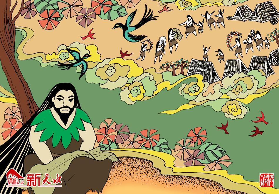 图绘伏羲功绩之六|制嫁娶 以俪皮为礼.jpg 图绘伏羲功绩之六|制嫁娶 以俪皮为礼.jpg