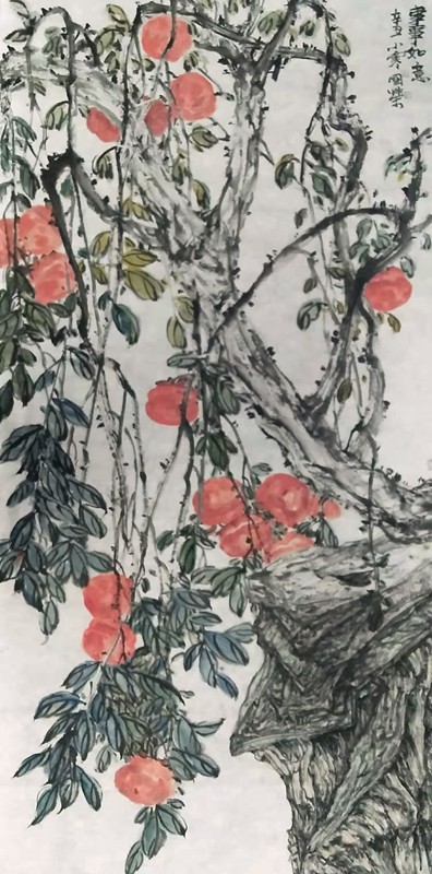 10祁国荣《丹柿吉庆图》.jpg