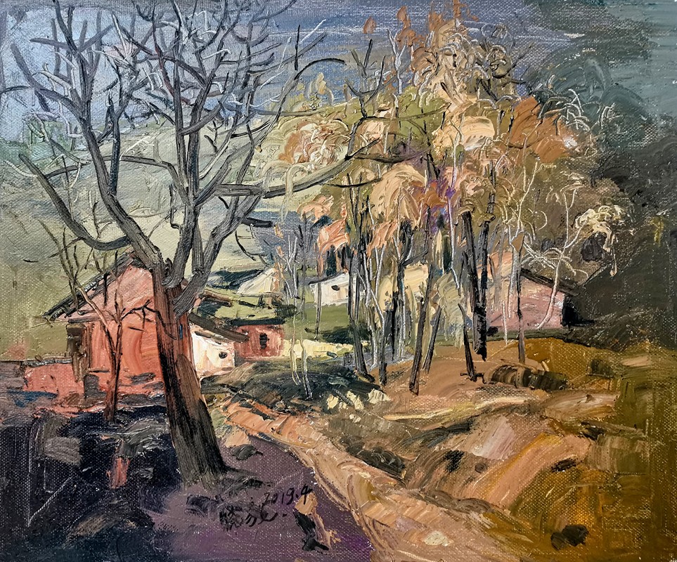 9刘晓毅 油画《村头1》50cmX60CM.jpg