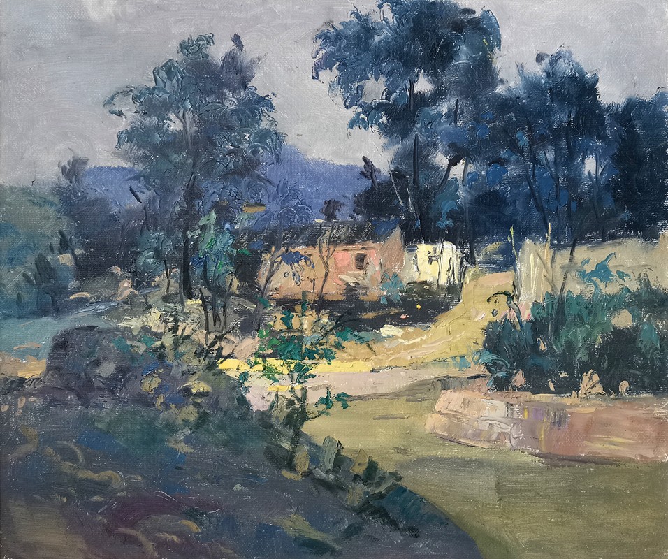 9刘晓毅 油画 《村头2》50cmX60CM.jpg
