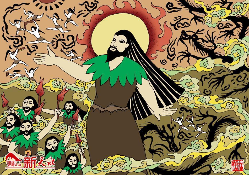 图绘伏羲功绩之十二|以龙纪官 分部治理.jpg 图绘伏羲功绩之十二|以龙纪官 分部治理.jpg