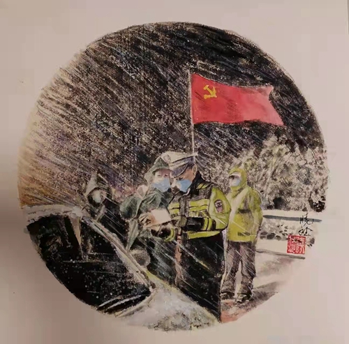 作者:蔡晓斌 作品《坚守第一线》.jpg 作者:蔡晓斌 作品《坚守第一线》.jpg