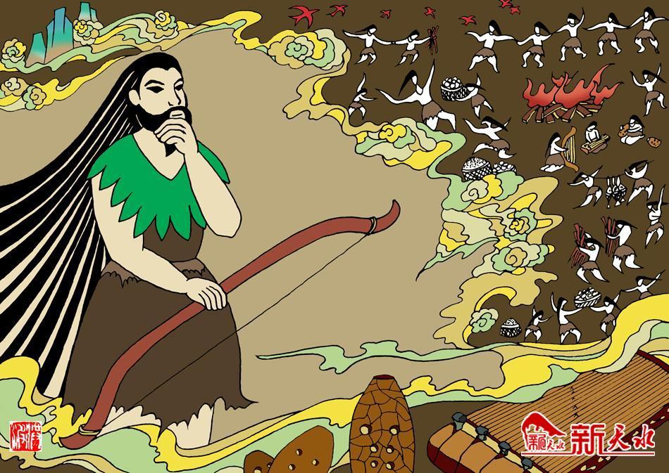 图绘伏羲功绩之十|制琴瑟 作乐曲.jpg 图绘伏羲功绩之十|制琴瑟 作乐曲.jpg