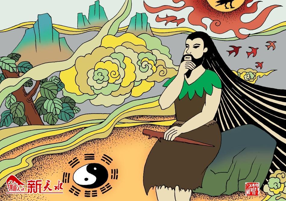 图绘伏羲功绩之一|始画八卦 肇启文明.jpg 图绘伏羲功绩之一|始画八卦 肇启文明.jpg