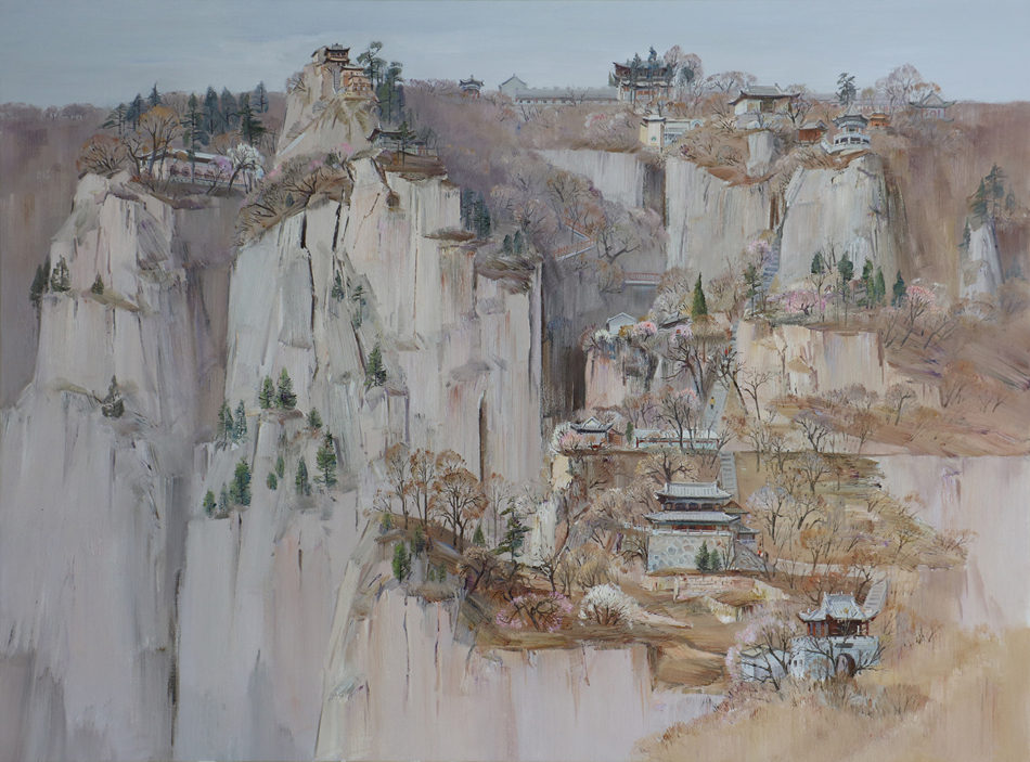 《崆峒山》200x150cm、布面油画、蔡晓斌、2021年创作.jpg 《崆峒山》200x150cm、布面油画、蔡晓斌、2021年创作.jpg