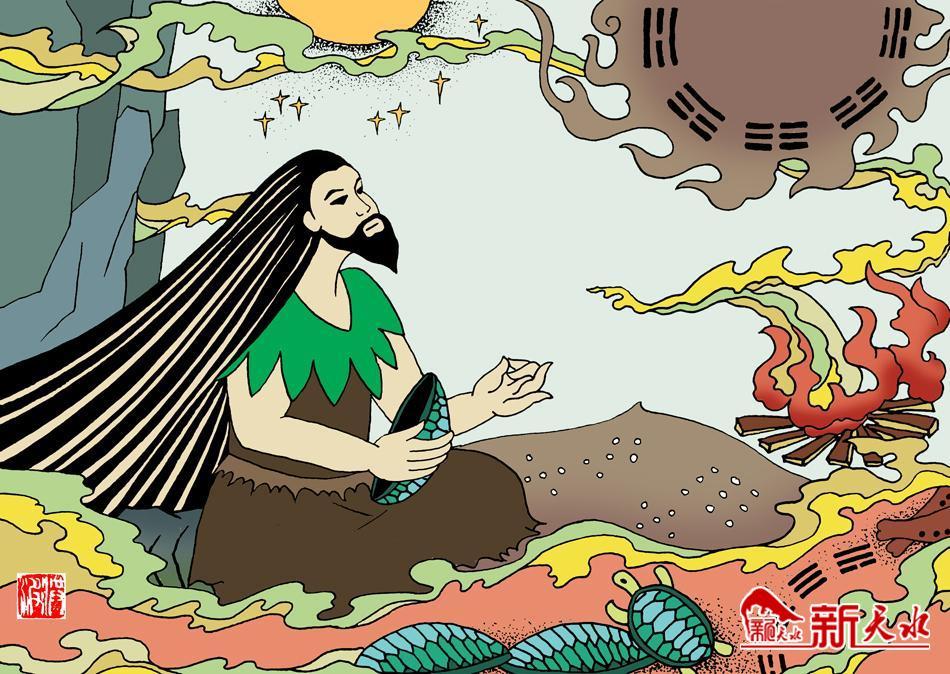 图绘伏羲功绩之十三|创立占筮之法.jpg 图绘伏羲功绩之十三|创立占筮之法.jpg